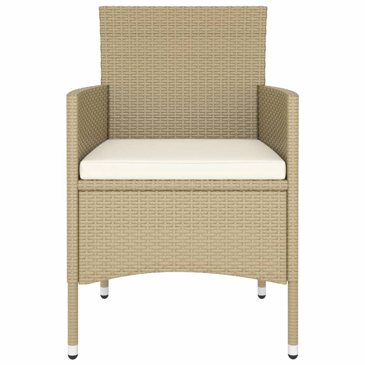 bistrosæt til haven 5 dele polyrattan og hærdet glas beige