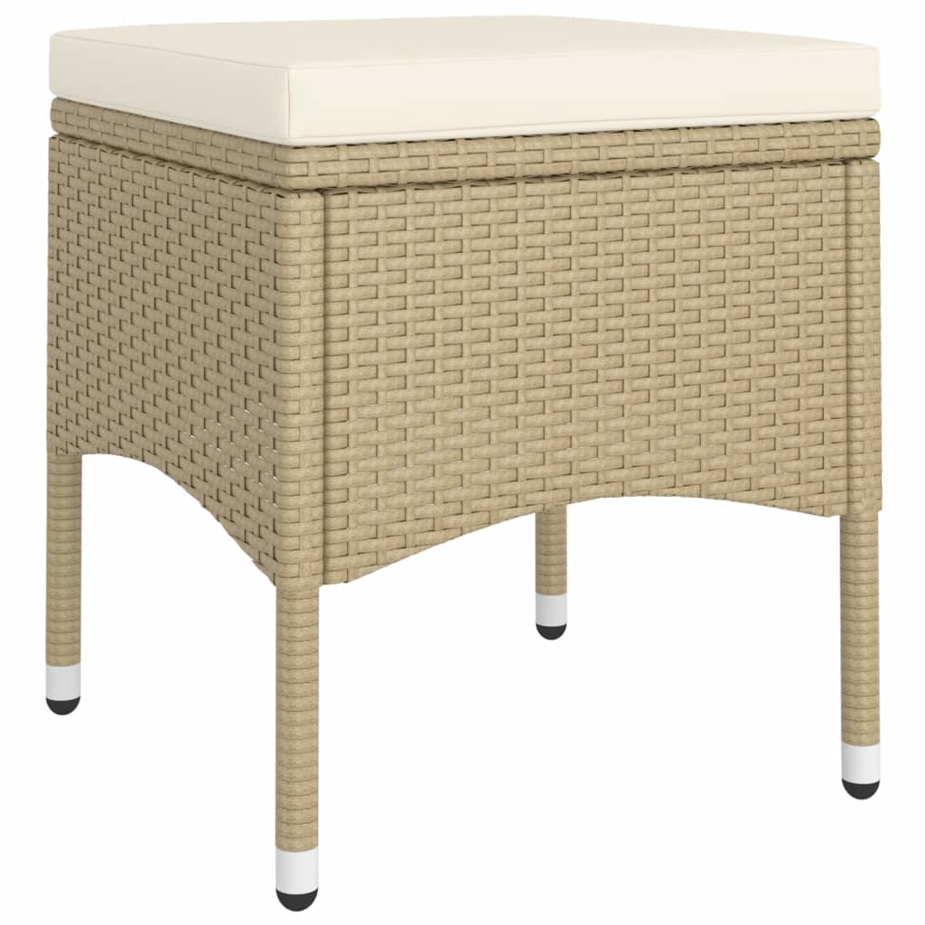 bistrosæt til haven 5 dele polyrattan og hærdet glas beige
