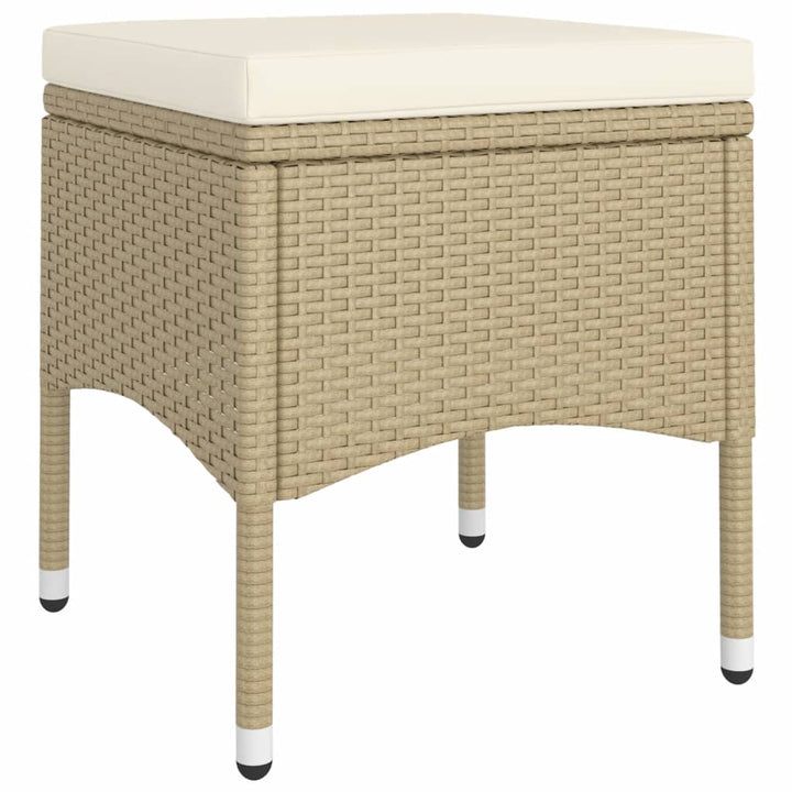 bistrosæt til haven 5 dele polyrattan og hærdet glas beige