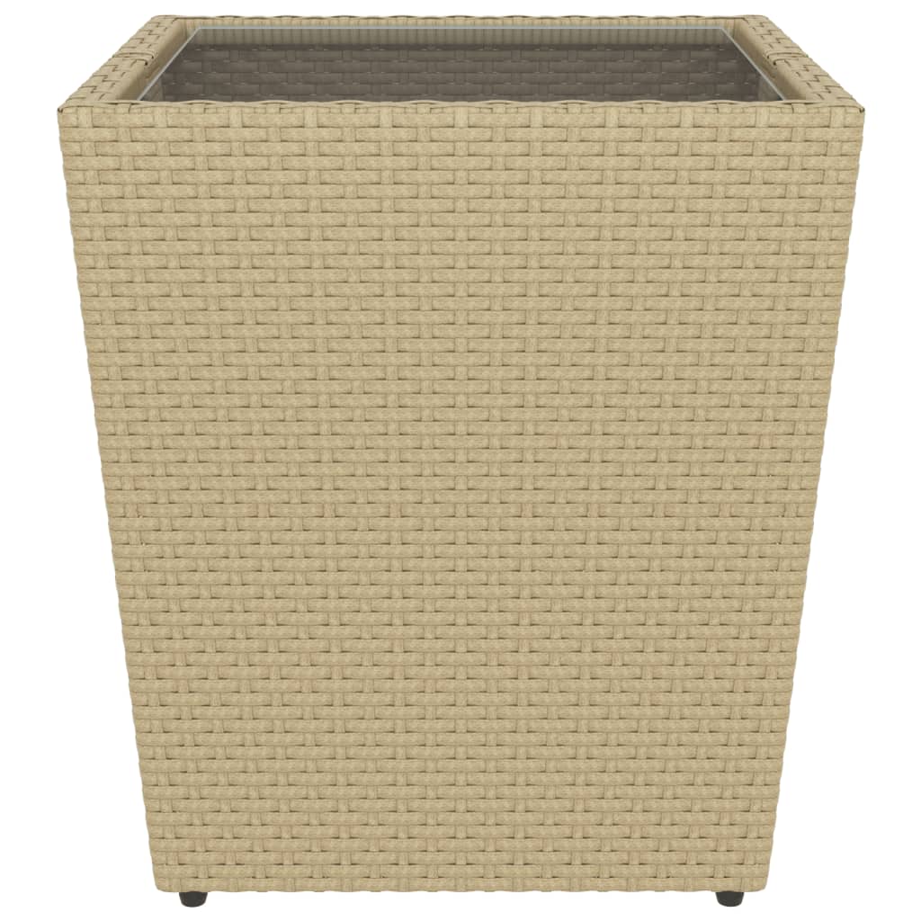 bistrosæt til haven 5 dele polyrattan og hærdet glas beige