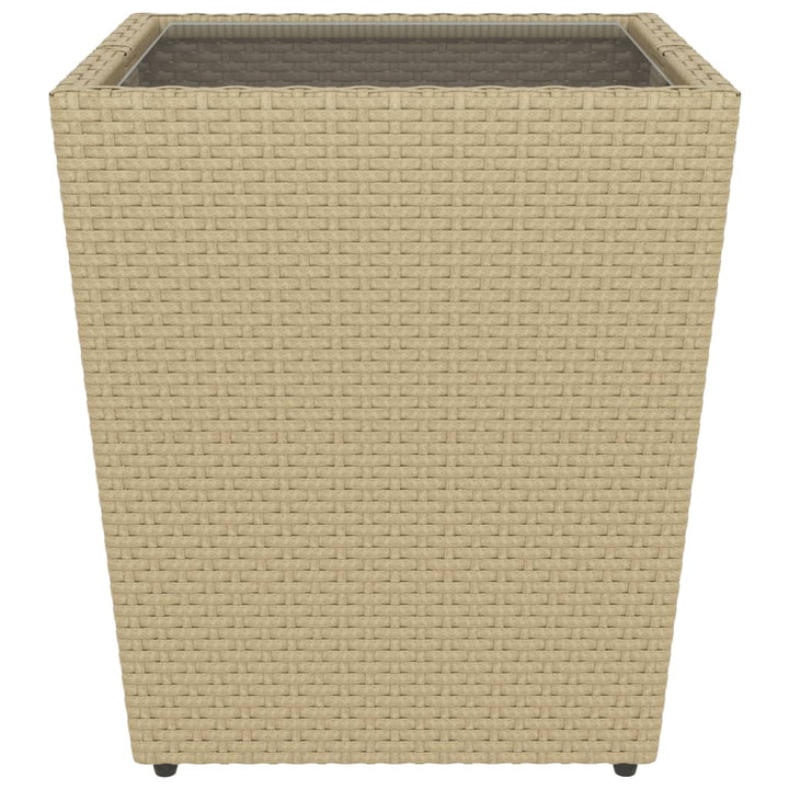 bistrosæt til haven 5 dele polyrattan og hærdet glas beige