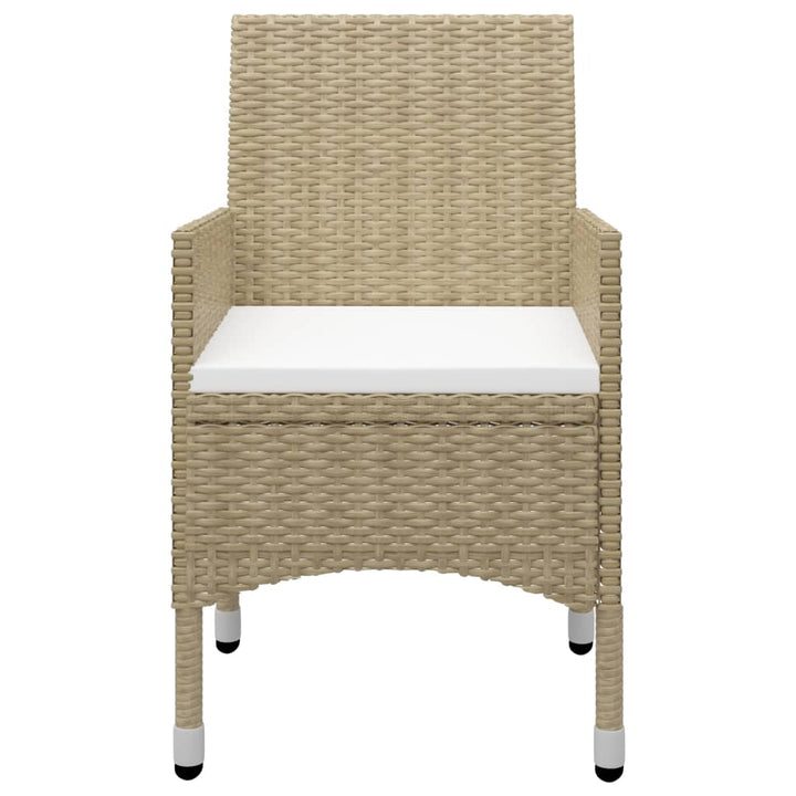 bistrosæt til haven 3 dele polyrattan og hærdet glas beige