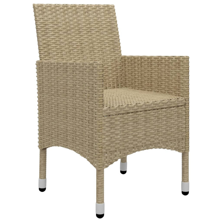 bistrosæt til haven 3 dele polyrattan og hærdet glas beige