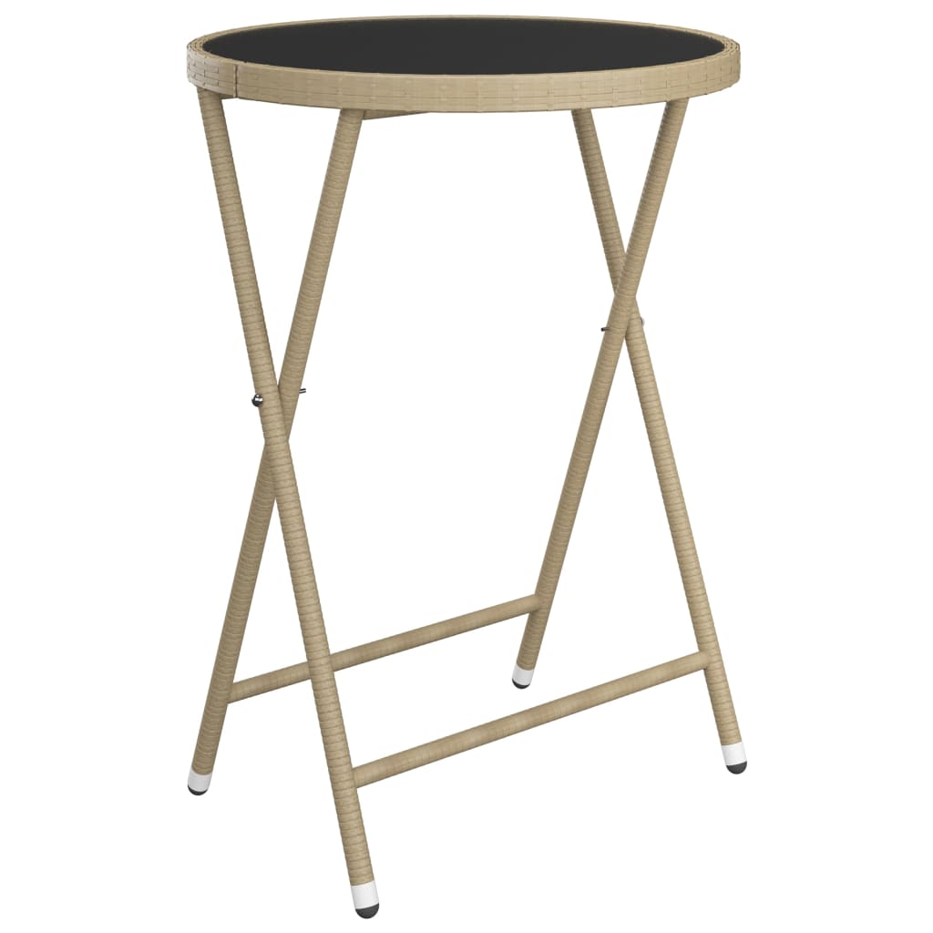 bistrosæt til haven 3 dele polyrattan og hærdet glas beige