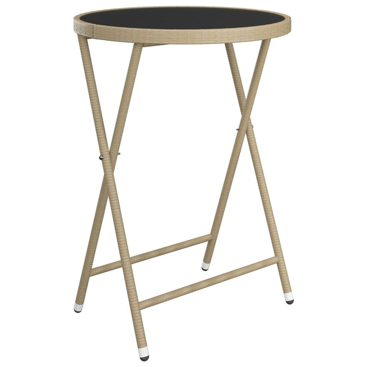bistrosæt til haven 3 dele polyrattan og hærdet glas beige