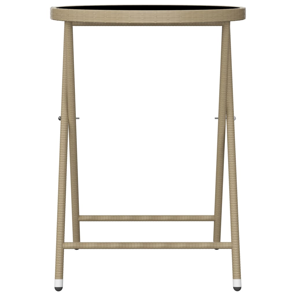 bistrosæt til haven 3 dele polyrattan og hærdet glas beige