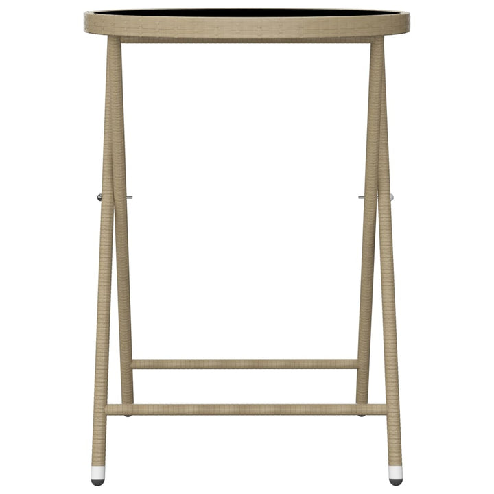 bistrosæt til haven 3 dele polyrattan og hærdet glas beige