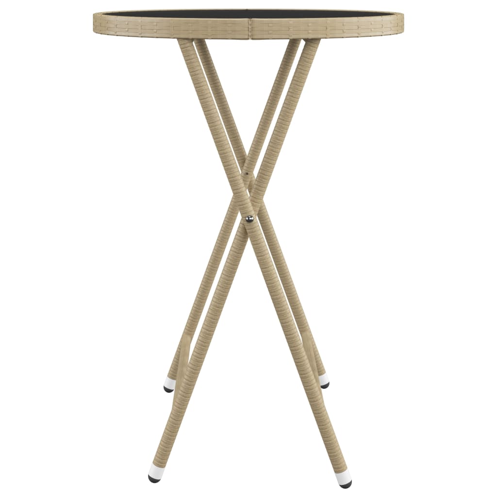 bistrosæt til haven 3 dele polyrattan og hærdet glas beige
