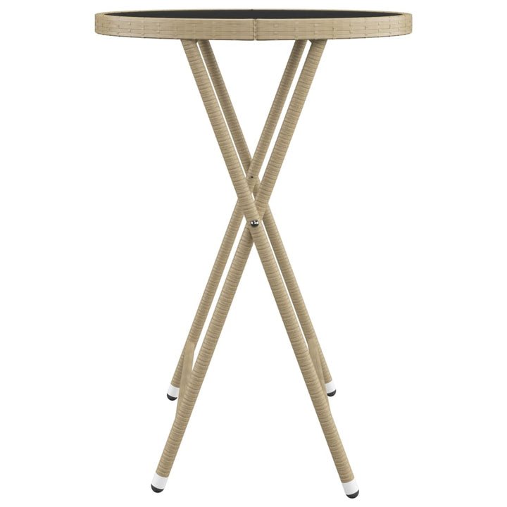 bistrosæt til haven 3 dele polyrattan og hærdet glas beige