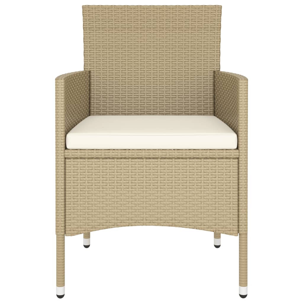 bistrosæt til haven 5 dele polyrattan og hærdet glas beige