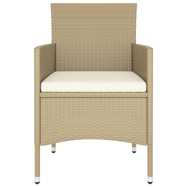bistrosæt til haven 5 dele polyrattan og hærdet glas beige