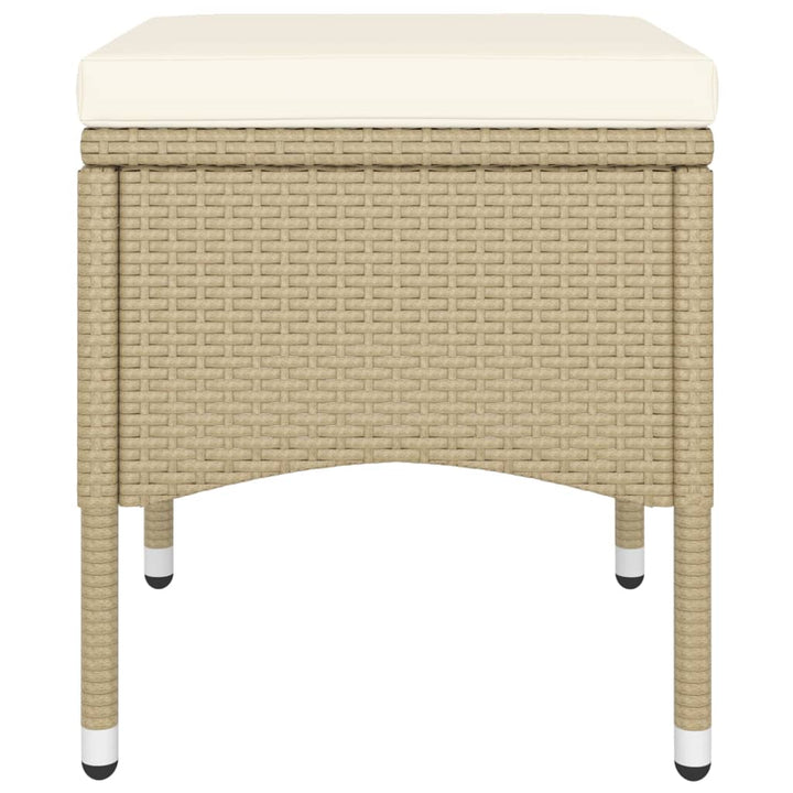 bistrosæt til haven 5 dele polyrattan og hærdet glas beige