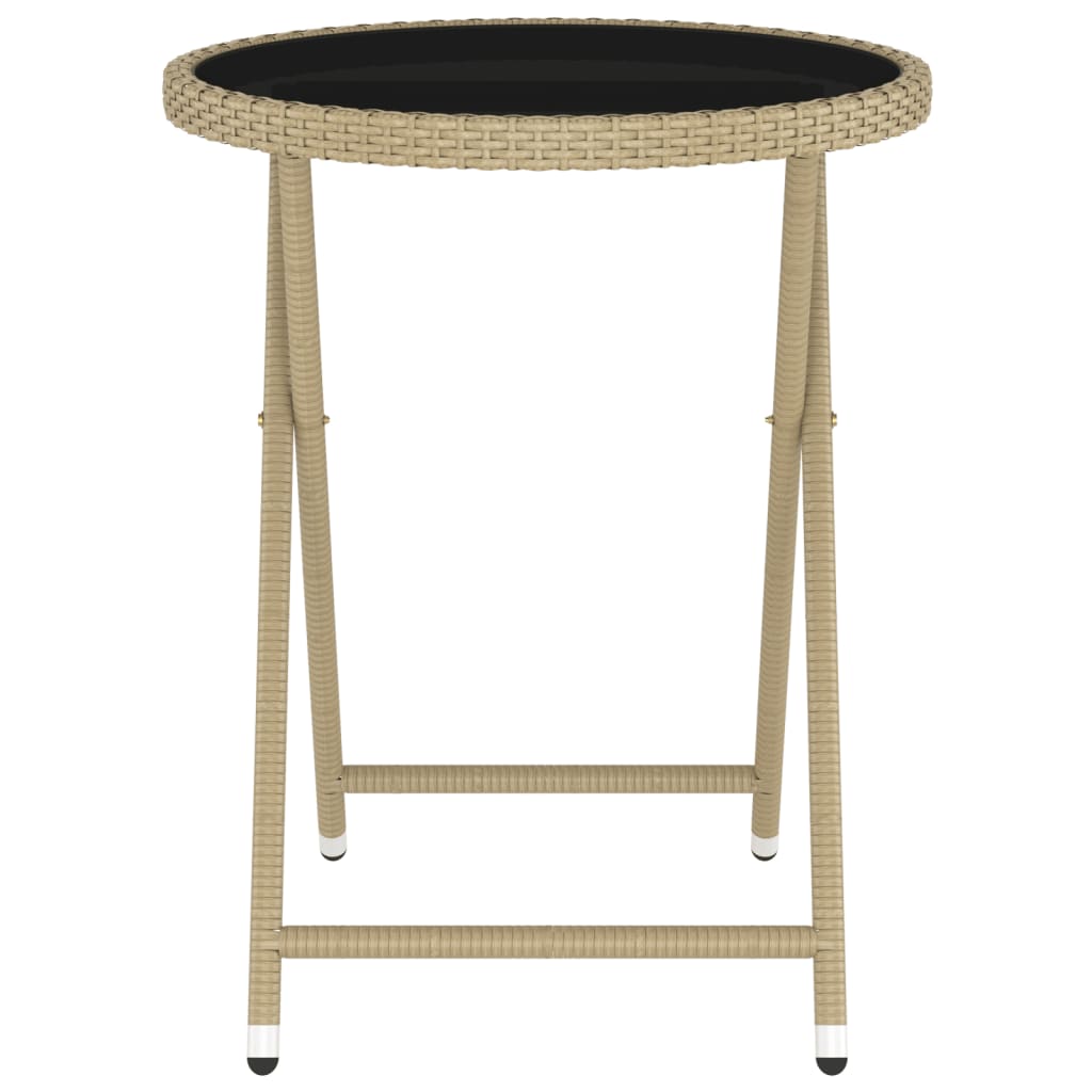 bistrosæt til haven 5 dele polyrattan og hærdet glas beige