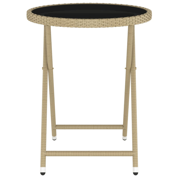 bistrosæt til haven 5 dele polyrattan og hærdet glas beige
