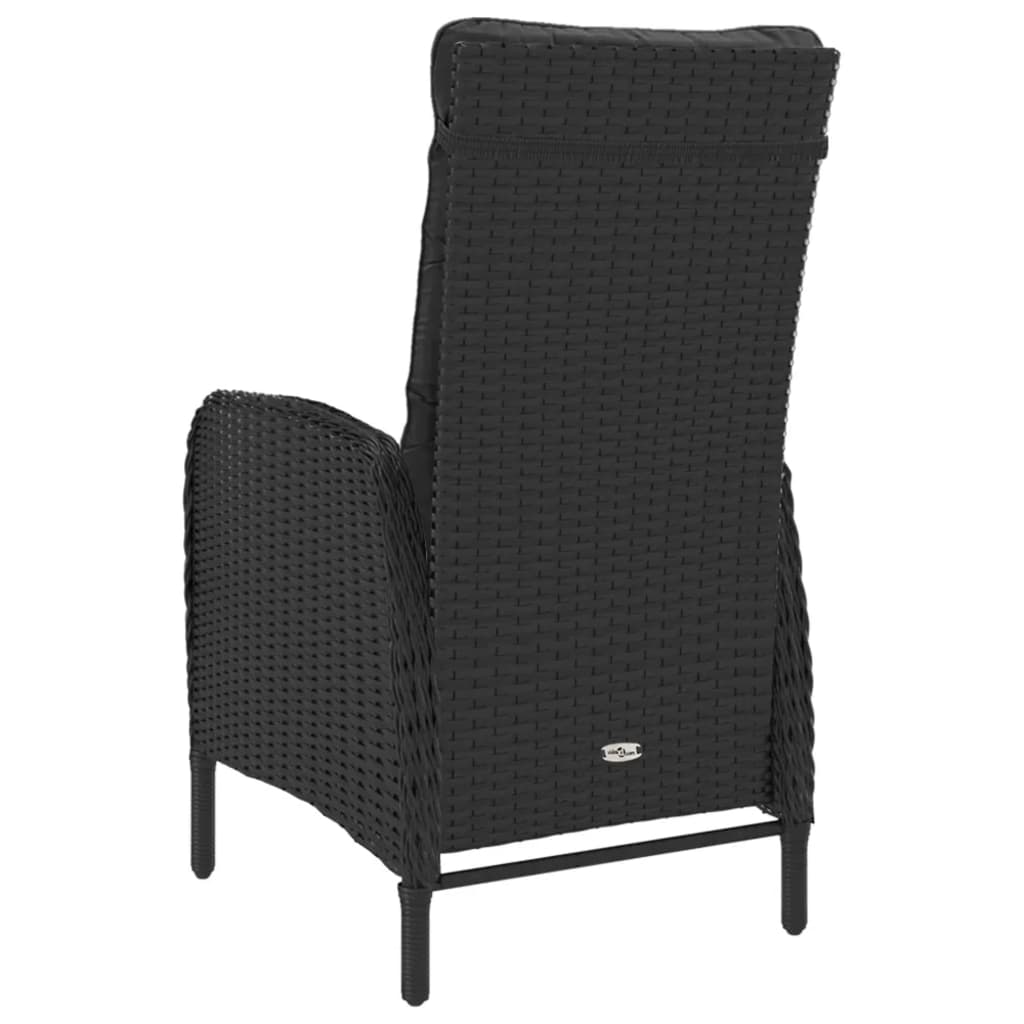 bistrosæt til haven 3 dele polyrattan og glas sort
