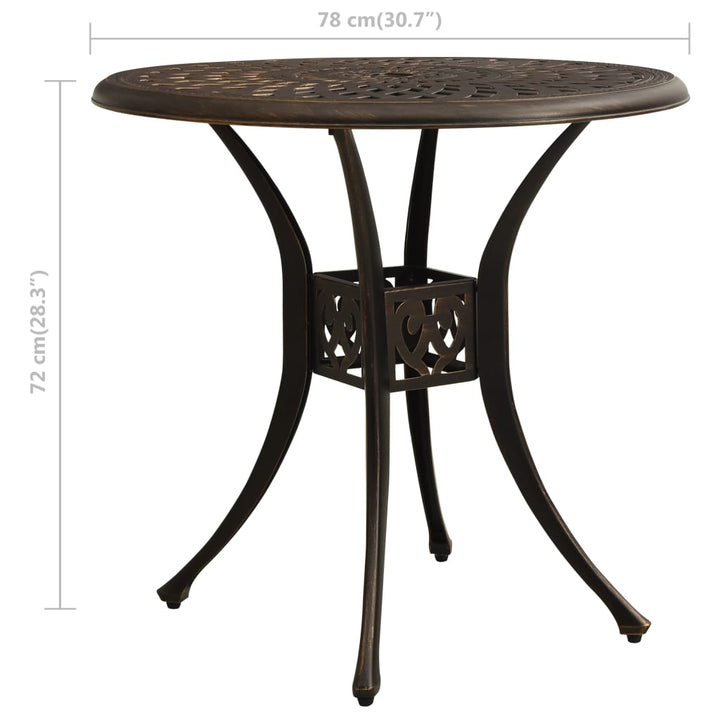 havebord 78x78x72 cm støbt aluminium bronzefarvet