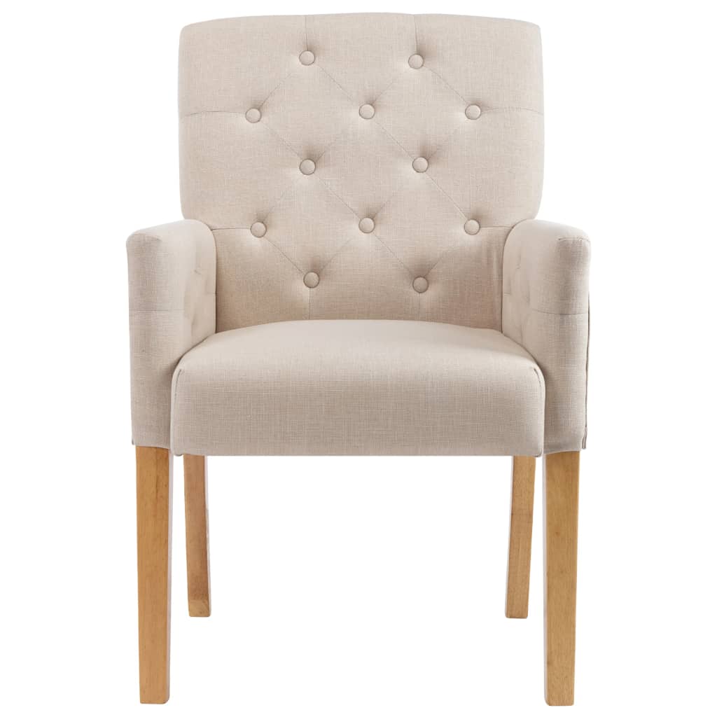 spisebordsstole med armlæn 2 stk. stof beige