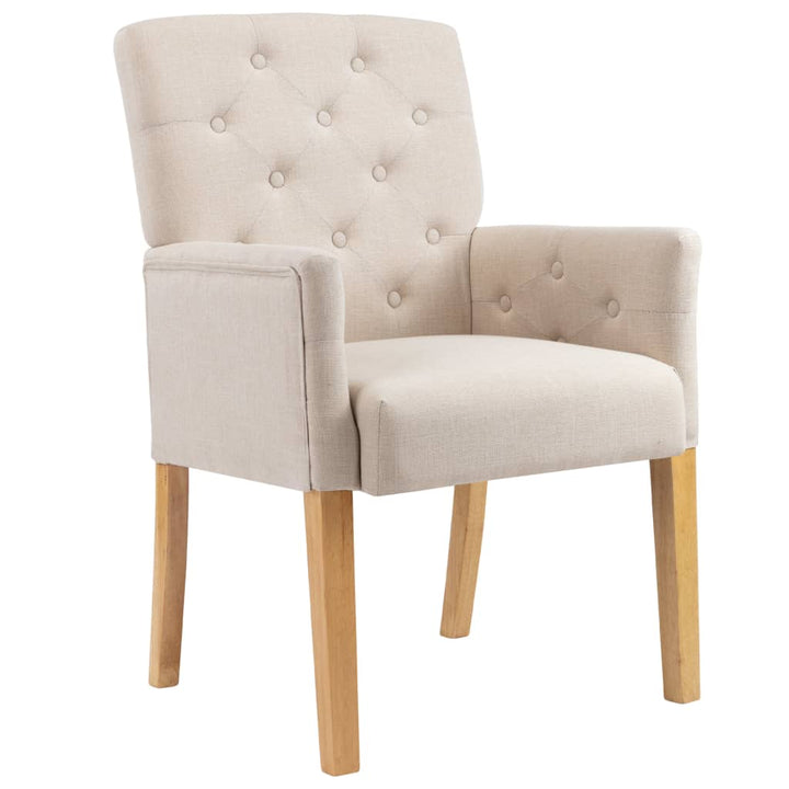 spisebordsstole med armlæn 2 stk. stof beige