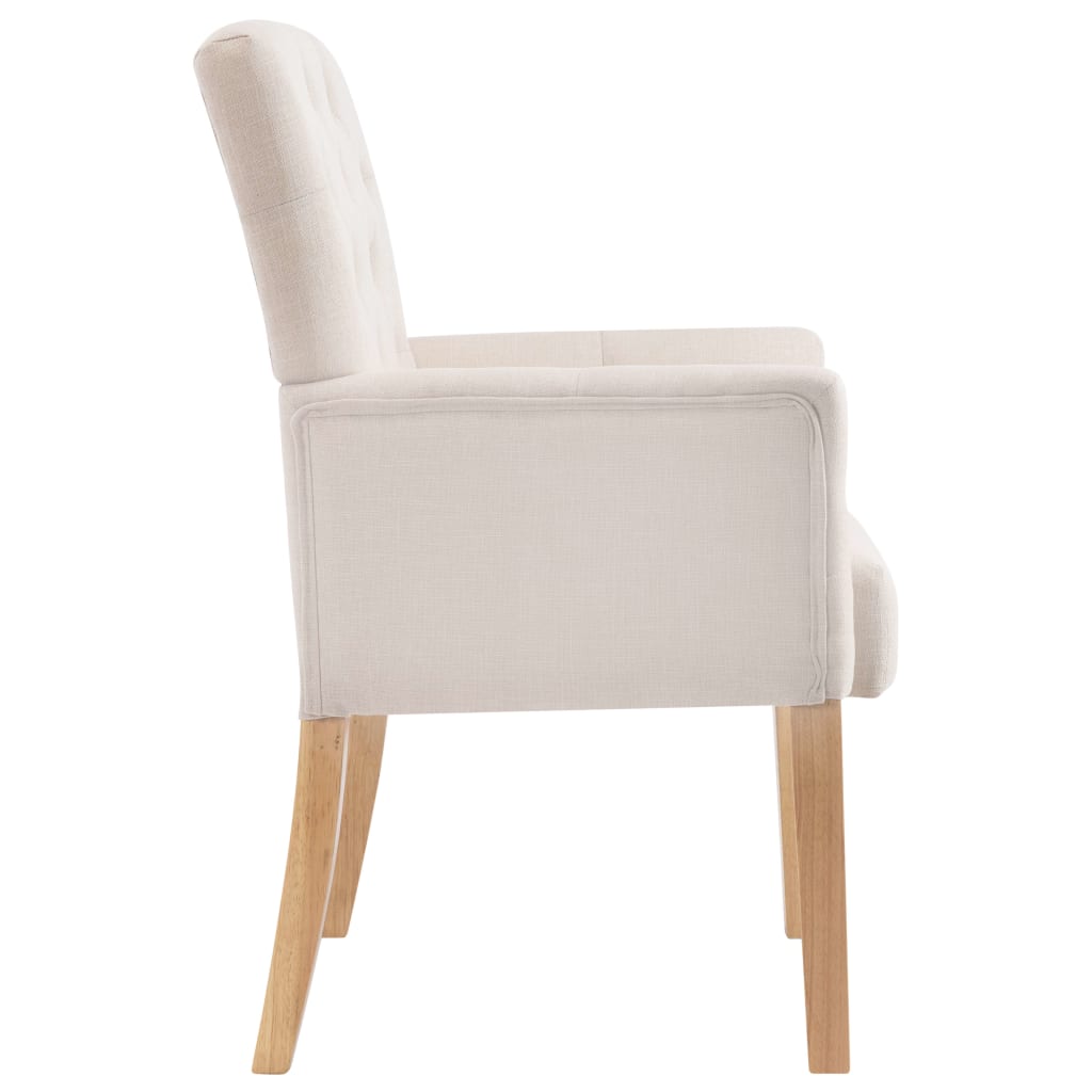 spisebordsstole med armlæn 2 stk. stof beige