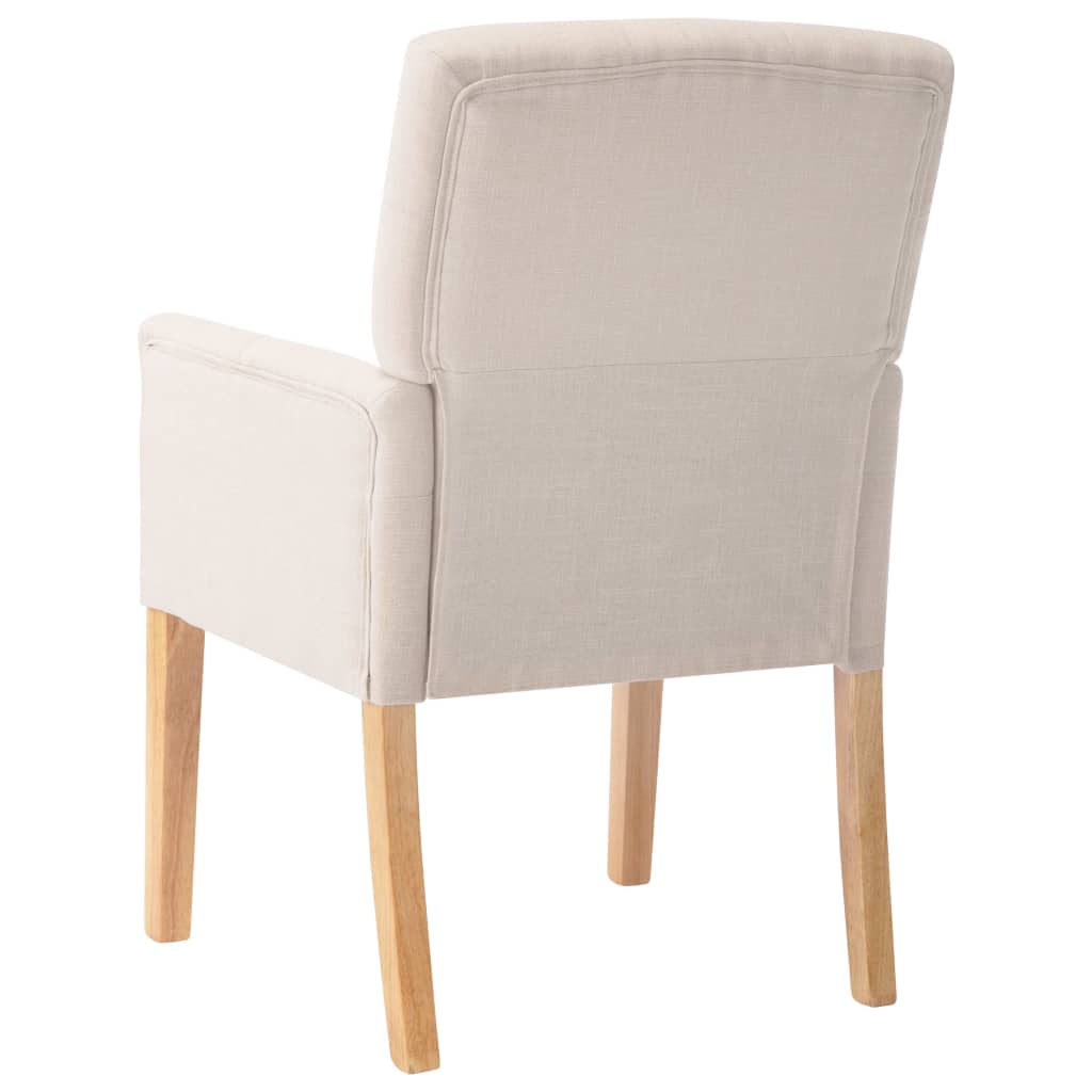 spisebordsstole med armlæn 2 stk. stof beige