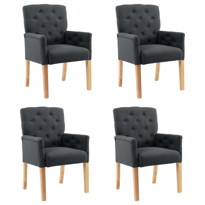 spisebordsstole med armlæn 4 stk. stof grå