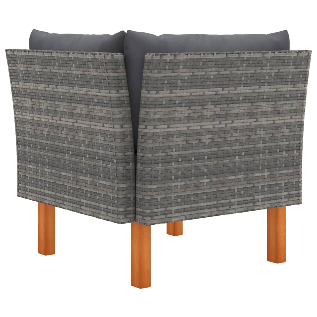 hjørnedel til sofa polyrattan og massivt eukalyptustræ