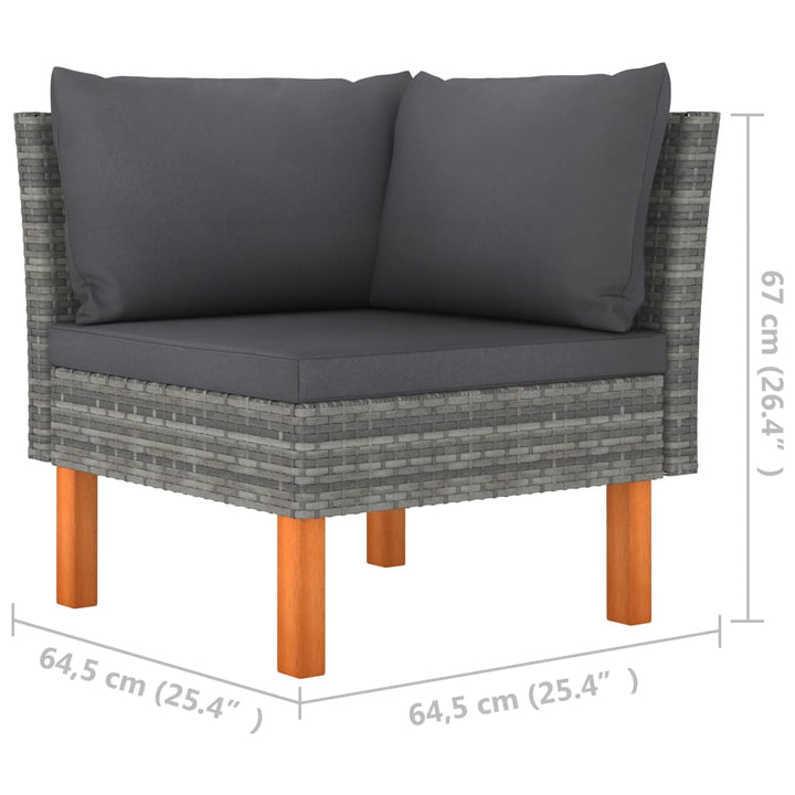 hjørnedel til sofa polyrattan og massivt eukalyptustræ