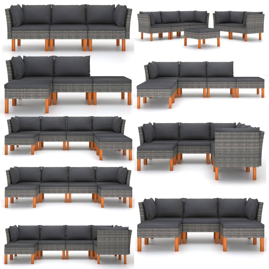 hjørnedel til sofa polyrattan og massivt eukalyptustræ