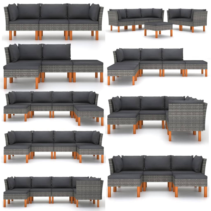 hjørnedel til sofa polyrattan og massivt eukalyptustræ