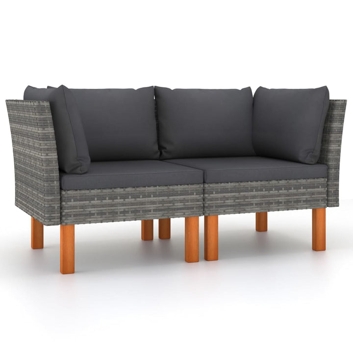 hjørnedele til sofa 2 stk. polyrattan og massivt eukalyptustræ