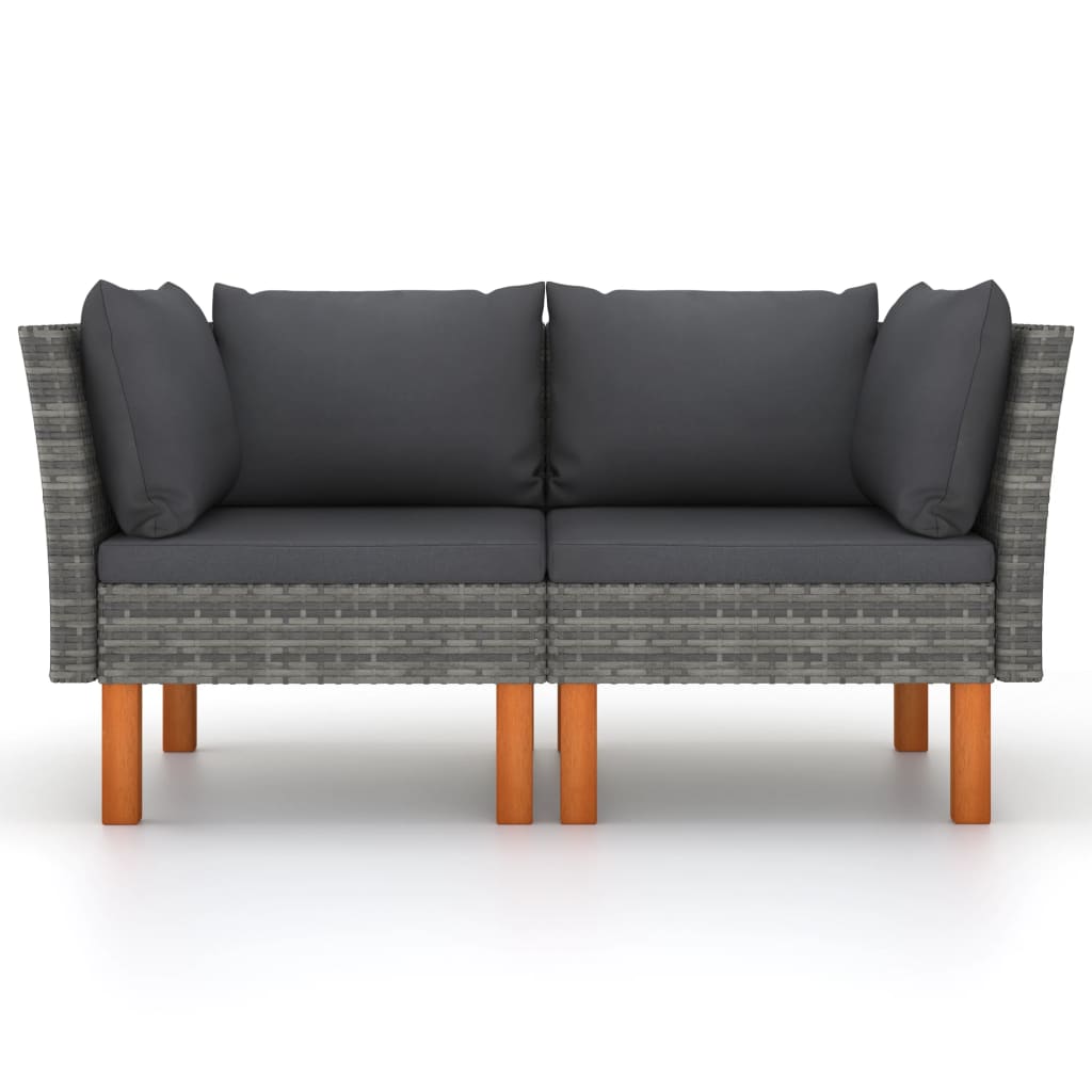 hjørnedele til sofa 2 stk. polyrattan og massivt eukalyptustræ