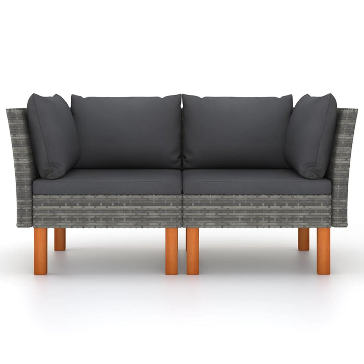 hjørnedele til sofa 2 stk. polyrattan og massivt eukalyptustræ