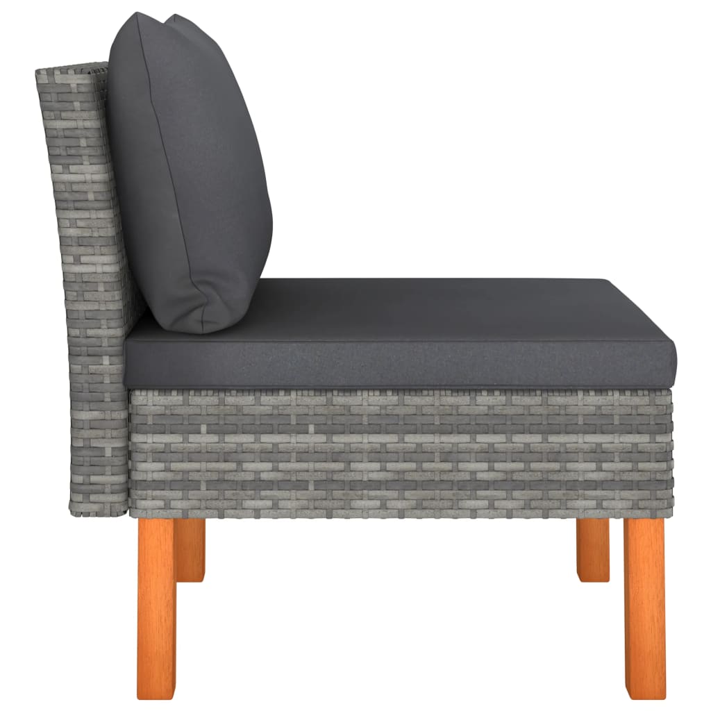 midterdele til sofa 3 stk. polyrattan og massivt eukalyptustræ