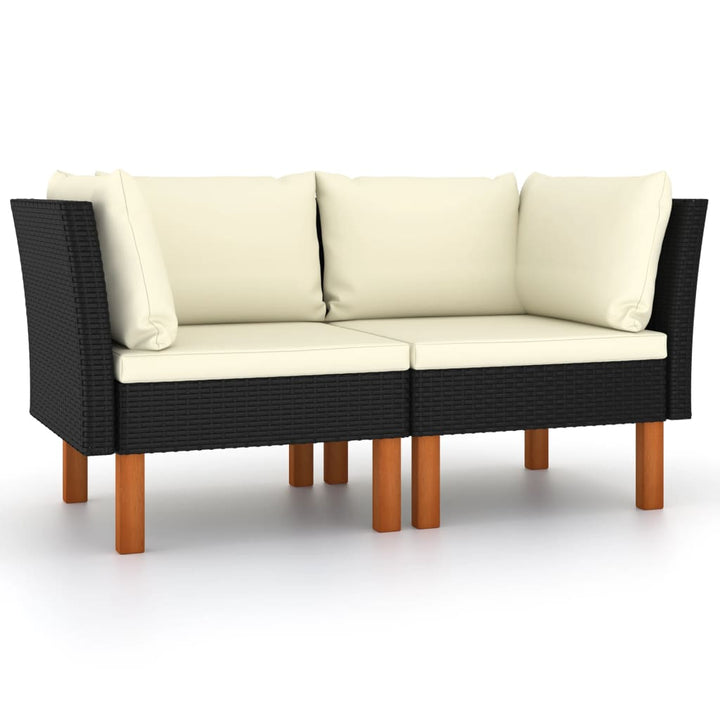 hjørnedele til sofa 2 stk. polyrattan og massivt eukalyptustræ