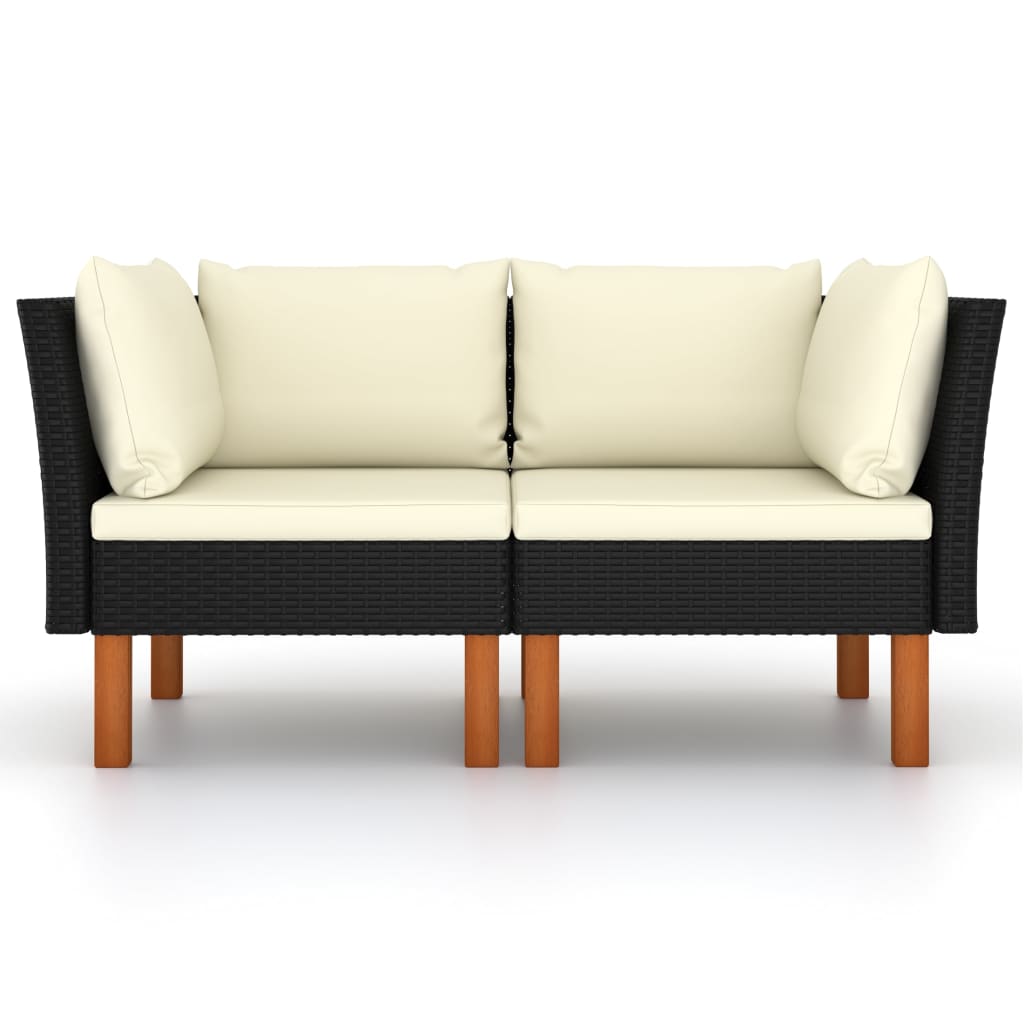 hjørnedele til sofa 2 stk. polyrattan og massivt eukalyptustræ