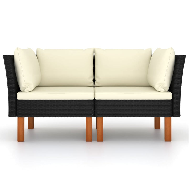 hjørnedele til sofa 2 stk. polyrattan og massivt eukalyptustræ