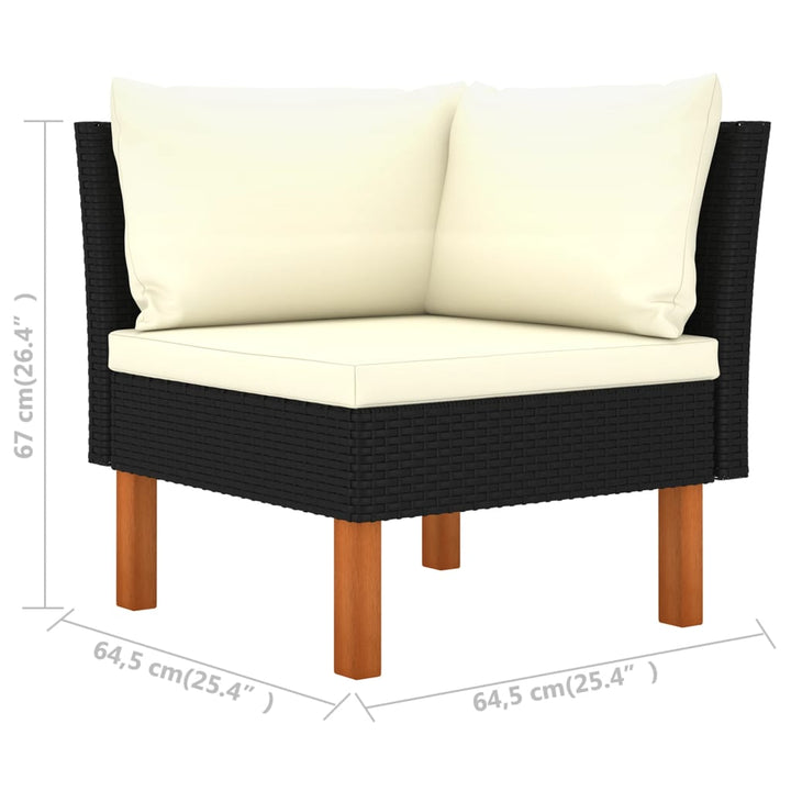 hjørnedele til sofa 2 stk. polyrattan og massivt eukalyptustræ