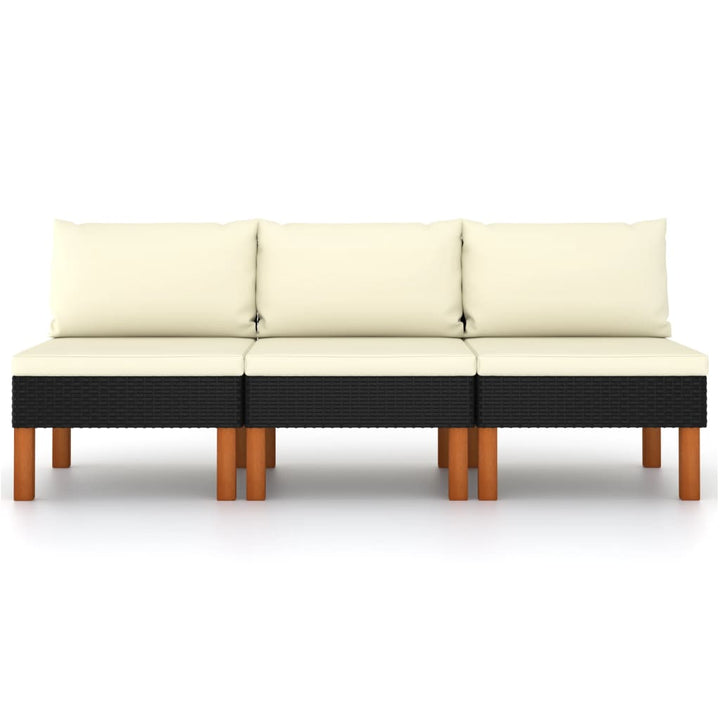 midterdele til sofa 3 stk. polyrattan og massivt eukalyptustræ