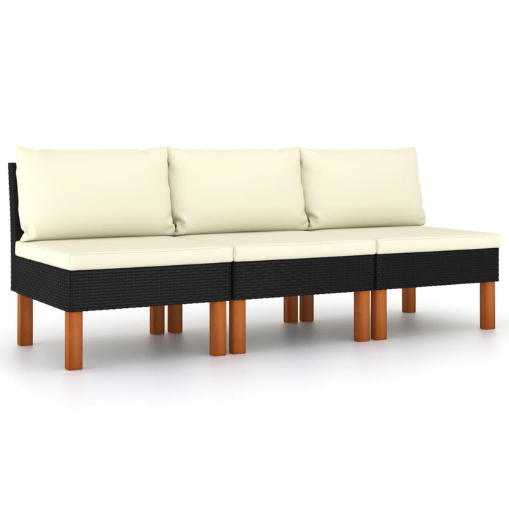 midterdele til sofa 3 stk. polyrattan og massivt eukalyptustræ