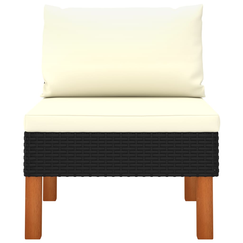 midterdele til sofa 3 stk. polyrattan og massivt eukalyptustræ