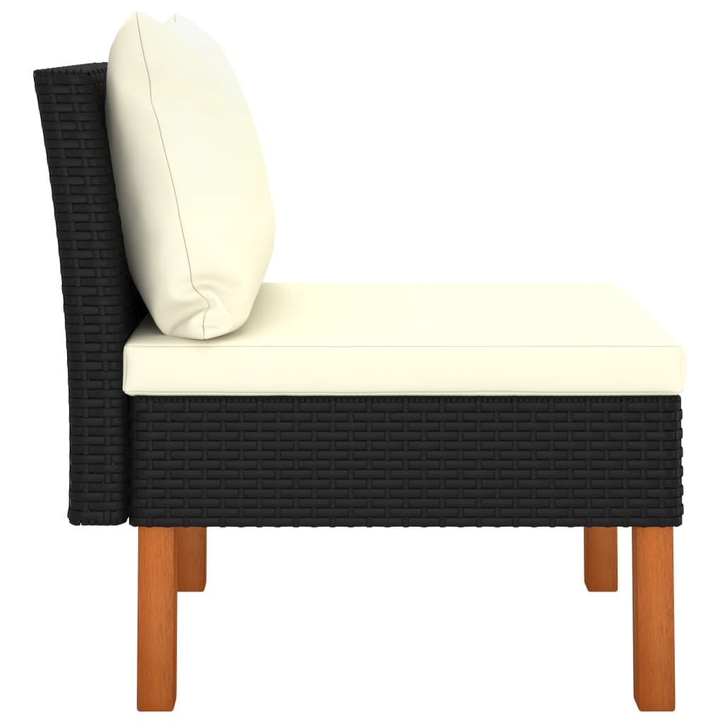 midterdele til sofa 3 stk. polyrattan og massivt eukalyptustræ