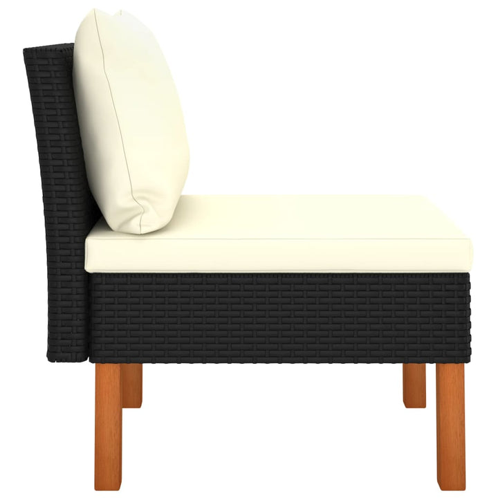 midterdele til sofa 3 stk. polyrattan og massivt eukalyptustræ