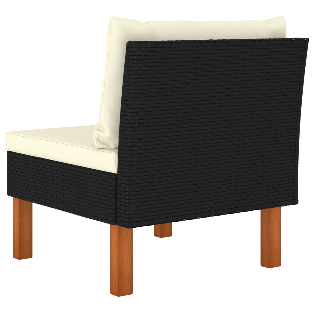 midterdele til sofa 3 stk. polyrattan og massivt eukalyptustræ