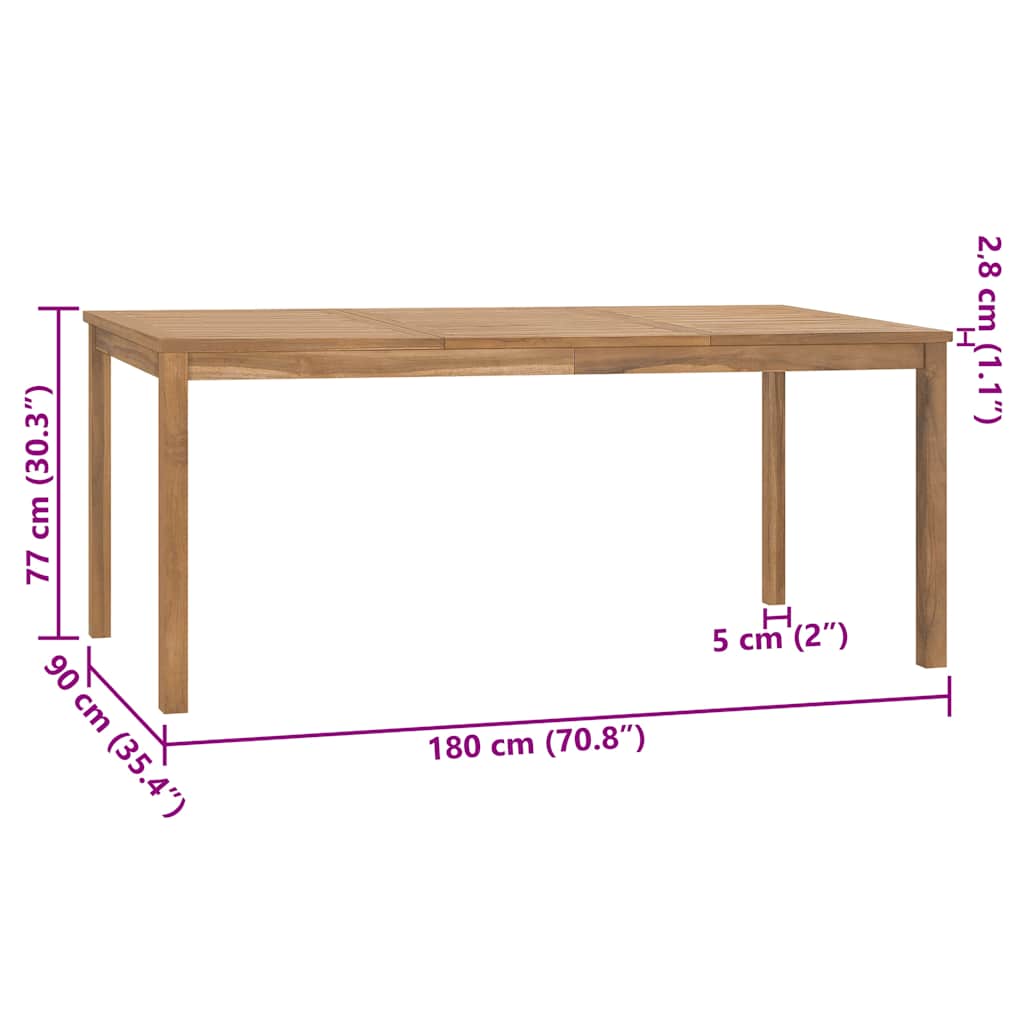 havebord 180x90x77 cm massivt teaktræ