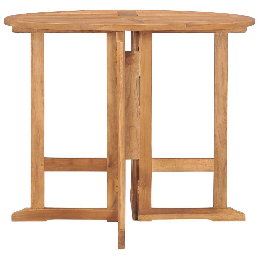 foldbart havebord Ø90x75 cm massivt teaktræ