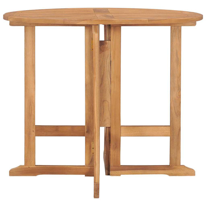 foldbart havebord Ø90x75 cm massivt teaktræ