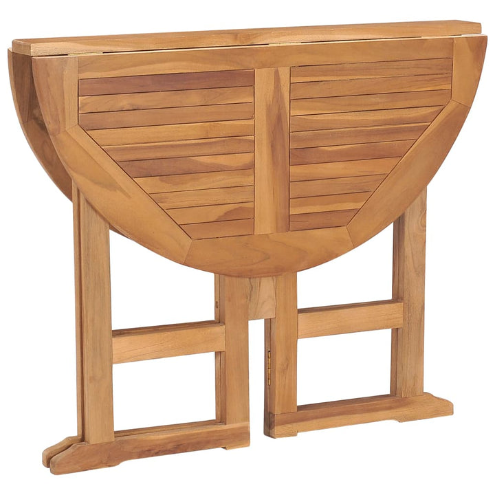 foldbart havebord Ø90x75 cm massivt teaktræ