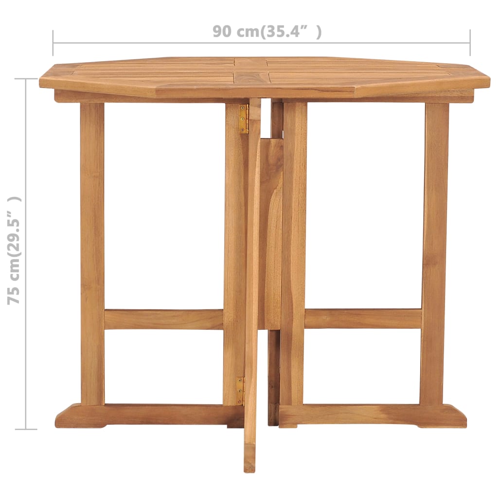 foldbart havebord 90x90x75 cm massivt teaktræ