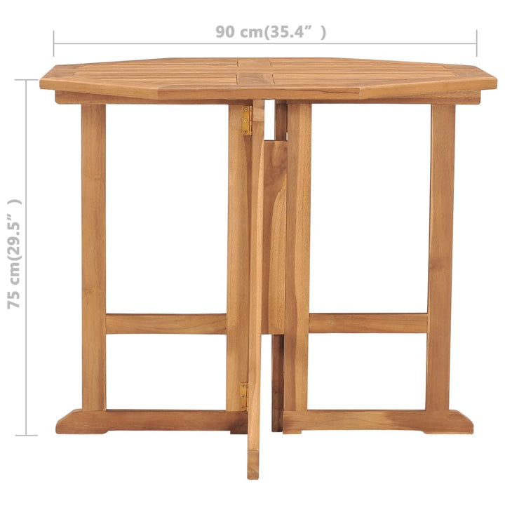 foldbart havebord 90x90x75 cm massivt teaktræ