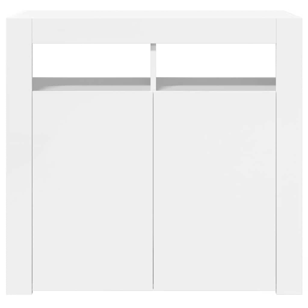 skænk med LED-lys 80x35x75 cm hvid højglans
